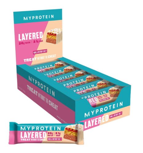 Myprotein Layered protein bar szelet születésnapi torta íz 12 x 60 g