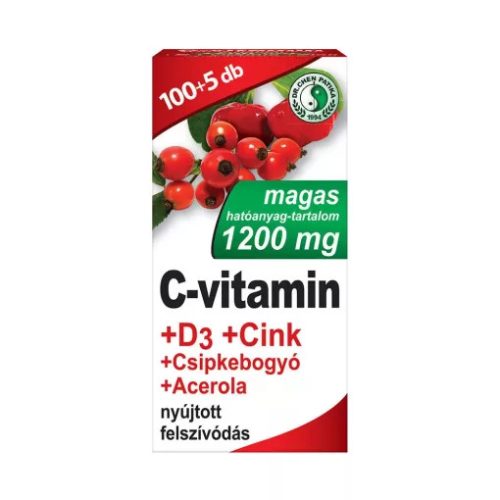 Dr. Chen C vitamin 1200 mg + D3 + Cink + Csipkebogyó + Acerola tabletta 105 db