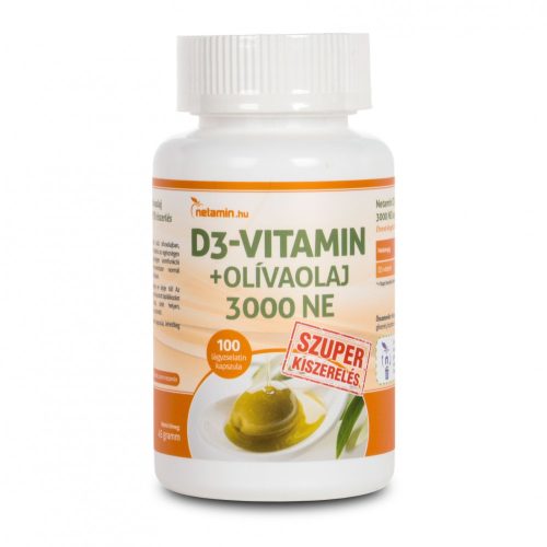 Netamin D3-vitamin + olívaolaj 3000 NE kapszula 100 db 